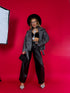 Graphite gray "VINTAGE FADE" leather imitation jacket CV2166